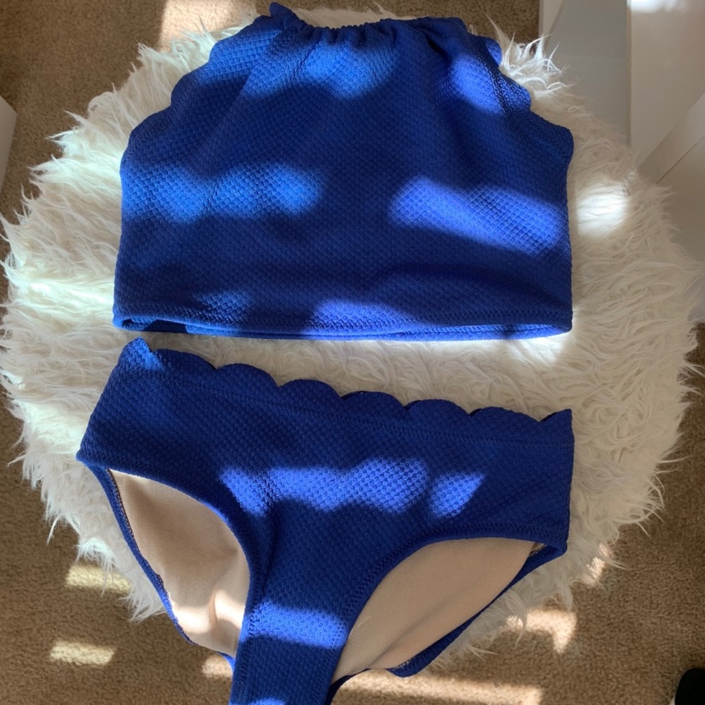 Blue two piece swimsuit